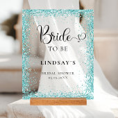 BRIDE TO BE! Mint Glitter Bridal Shower  Acrylschild