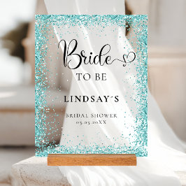 BRIDE TO BE! Mint Glitter Bridal Shower  Acrylschild
