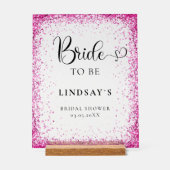 BRIDE TO BE! Pink Glitter Bridal Shower  Acrylschild (Vorderseite)