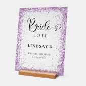 BRIDE TO BE! Purple Glitter Bridal Shower  Acrylschild (Winkel)