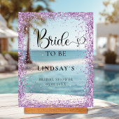 BRIDE TO BE! Purple Glitter Bridal Shower  Acrylschild