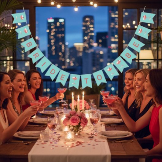 Bride to Be Raspberry Cocktail Bunting Banner