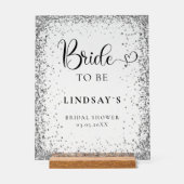 BRIDE TO BE! Silver Glitter Bridal Shower  Acrylschild (Vorderseite)