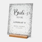 BRIDE TO BE! Silver Glitter Bridal Shower  Acrylschild (Winkel)