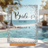 BRIDE TO BE! Silver Glitter Bridal Shower  Acrylschild