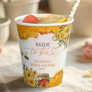 Bride To Bee   Aquarell Florale Hochzeits-Party Pappbecher