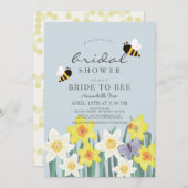 Bride to Bee Daffodil Blue Brautparty Einladung (Vorne/Hinten)