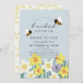 Bride to Bee Daffodil Blue Drive-by-Brautparty Einladung (Vorne/Hinten)