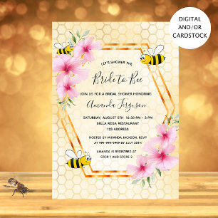 Bride to bee Honeycomb Rosa Florals Brautparty Einladung