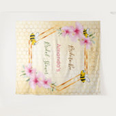 Bride to bee Honeycomb Rosa Florals Brautparty Wandteppich (Vorderseite (Horizontal))