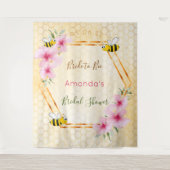 Bride to bee Honeycomb Rosa Florals Brautparty Wandteppich (Vorderseite)