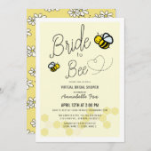 Bride to Bee Light Yellow VIrtual Brautparty Einladung (Vorne/Hinten)