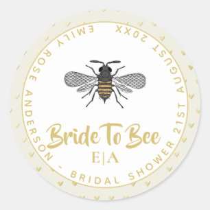 Bride To BEE - Monogramm Brautparty Dankeschön Runder Aufkleber