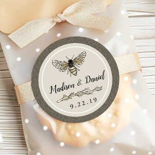 Bride To Bee Rustikal Umber Elegant Vintage Hochze Runder Aufkleber
