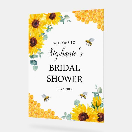 Bride to bee Sunflowers Honeycombs Brautparty Acrylschild (Winkel)