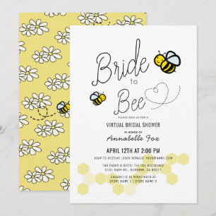 Bride to Bee White VIrtual Brautparty Einladung