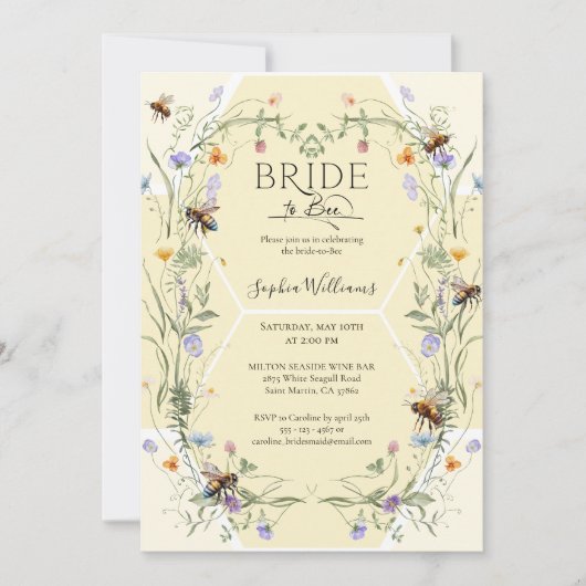 Bride to Bee Wildflower Bees Brautparty Einladung (Vorderseite)