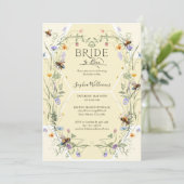 Bride to Bee Wildflower Bees Brautparty Einladung (Stehend Vorderseite)