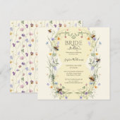 Bride to Bee Wildflower Bees Brautparty Einladung (Vorne/Hinten)