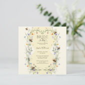 Bride to Bee Wildflower Bees Brautparty Einladung (Stehend Vorderseite)