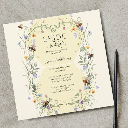 Bride to Bee Wildflower Bees Brautparty Einladung