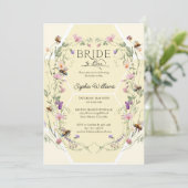 Bride to Bee Wildflower Bees Brautparty Einladung (Stehend Vorderseite)
