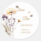 Bride to bee wildflower ivory bridal shower runder aufkleber (Vorderseite)