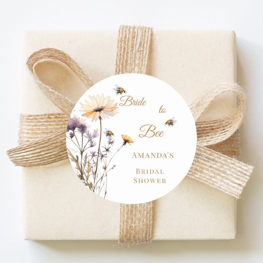 Bride to bee wildflower ivory bridal shower runder aufkleber