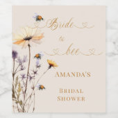 Bride to bee wildflower ivory bridal shower weinetikett (Einzelnes Label)