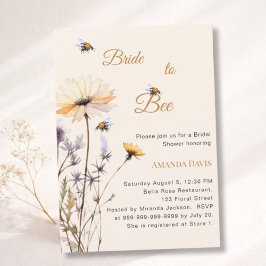 Bride to bee wildflower ivory garden bridal shower einladung
