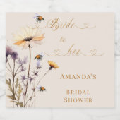Bride to bee wildflowers ivory bridal shower schaumweinetikett (Einzelnes Label)