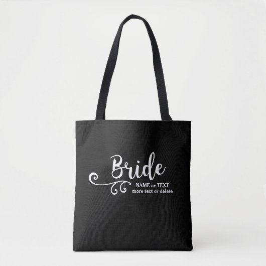 Bride Tote Bag | Chic Schwarz-weiß Modern Script Tasche (Vorderseite)