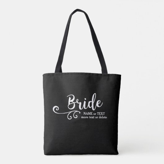 Bride Tote Bag | Chic Schwarz-weiß Modern Script Tasche (Rückseite)