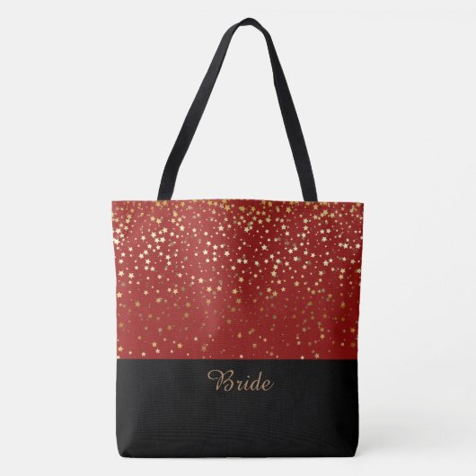 Bride Tote Tag Red & Petite Golden Stars Tasche (Vorderseite)