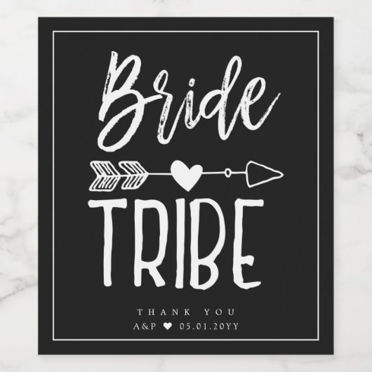 Bride Tribe | Anpassbare Hochzeit Weinetikett (Einzelnes Label)