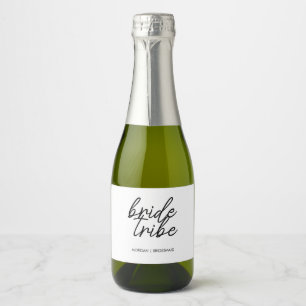 Bride Tribe Bachelorette Bridesmaid Modern Schaumweinetikett