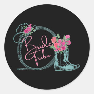 Bride Tribe Bachelorette Nashville Country Coastal Runder Aufkleber