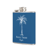 Bride Tribe Blue White Palm Tree Custom Flachmann (Links)