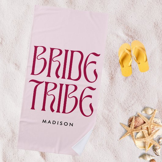 Bride Tribe Bold Pink Magenta Bachelorette Strandtuch