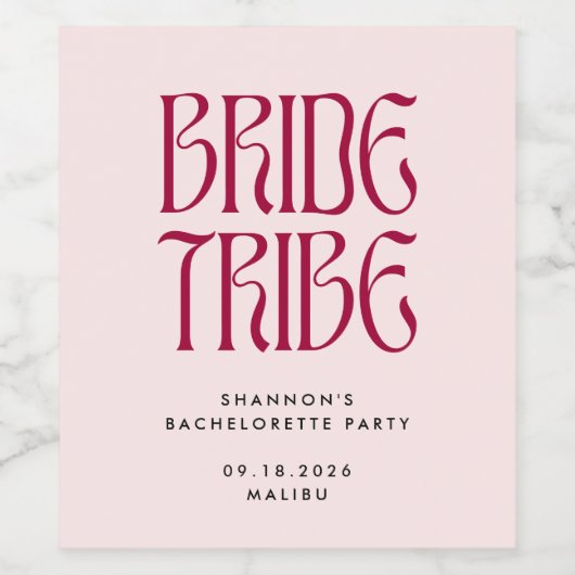 Bride Tribe Bold Pink Magenta Bachelorette Weinetikett (Einzelnes Label)