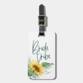 Bride Tribe Bridesmaid Sunflower Eukalyptus Rustic Gepäckanhänger (Vorderseite vertikal)