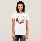 Bride Tribe Burgundy Floral Wedding T - Shirt (Vorne ganz)