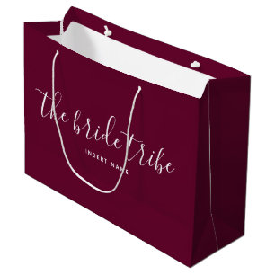 Bride Tribe Burgundy Wine Bridesmaid Wedding Große Geschenktüte