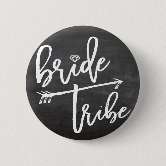 Bride Tribe Diamond Brush Brautparty Chalkboard Button (Vorderseite)