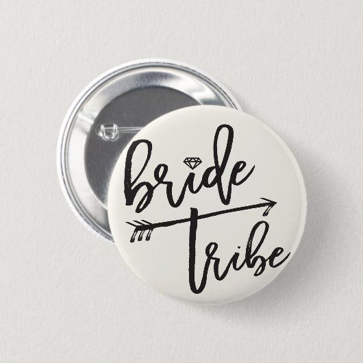 Bride Tribe Diamond Brush Brautparty Wedding Button (Vorne & Hinten)