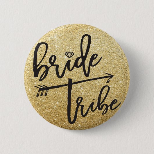 Bride Tribe Diamond Gold Brautparty Wedding Button (Vorderseite)