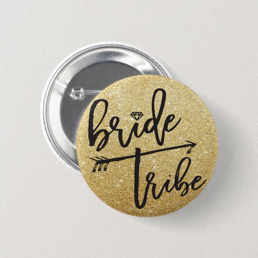 Bride Tribe Diamond Gold Brautparty Wedding Button (Vorne & Hinten)