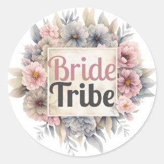 Bride Tribe Floral Elegant Chic Modernes Stilvolle Runder Aufkleber
