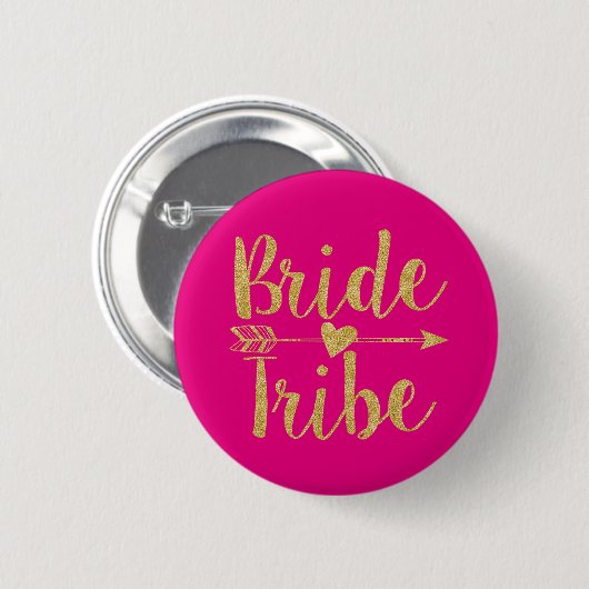 Bride Tribe | Glitzer-Druck-Druckfarbe Button (Vorne & Hinten)