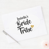 Bride Tribe Gold Date Herz Personalisiert Ovaler Aufkleber (Umschlag)